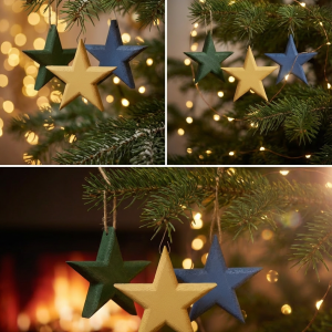 Pingente Estrela de Natal com Textura Artesanal