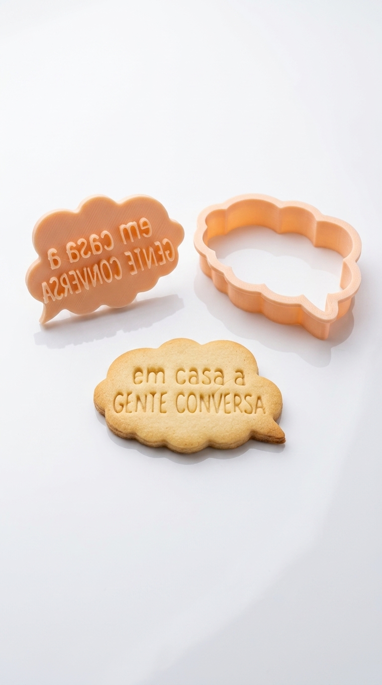 Kit Cortador de Biscoitos + Carimbo - Em casa a gente conversa - Imagem 3