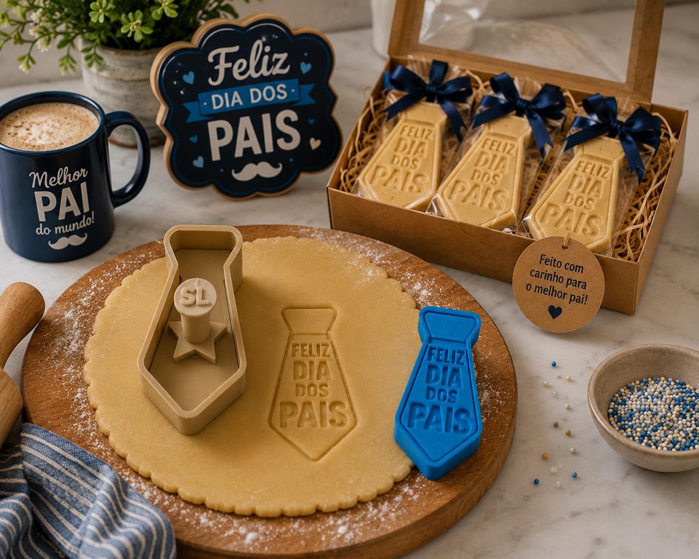 Conjunto Cortador + Carimbo de Biscoito - Gravata Feliz Dia dos Pais - Imagem 3
