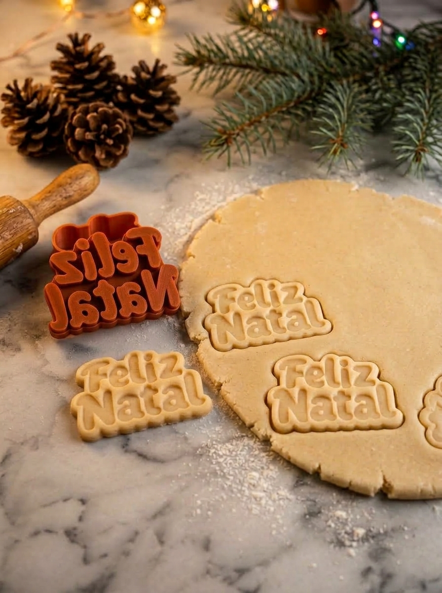 Conjunto Cortador + Carimbo de Biscoitos - Feliz Natal Fofinho - Imagem 3
