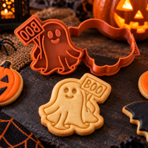 Conjunto Cortador + Carimbo de Biscoito - Halloween - Fantasminha Boo
