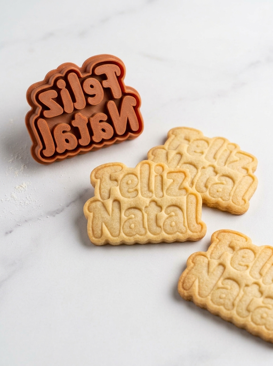 Conjunto Cortador + Carimbo de Biscoitos - Feliz Natal Fofinho - Imagem 2