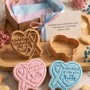 Conjunto Cortador + Carimbo de Biscoito - Novembro Azul - Ato de Amor
