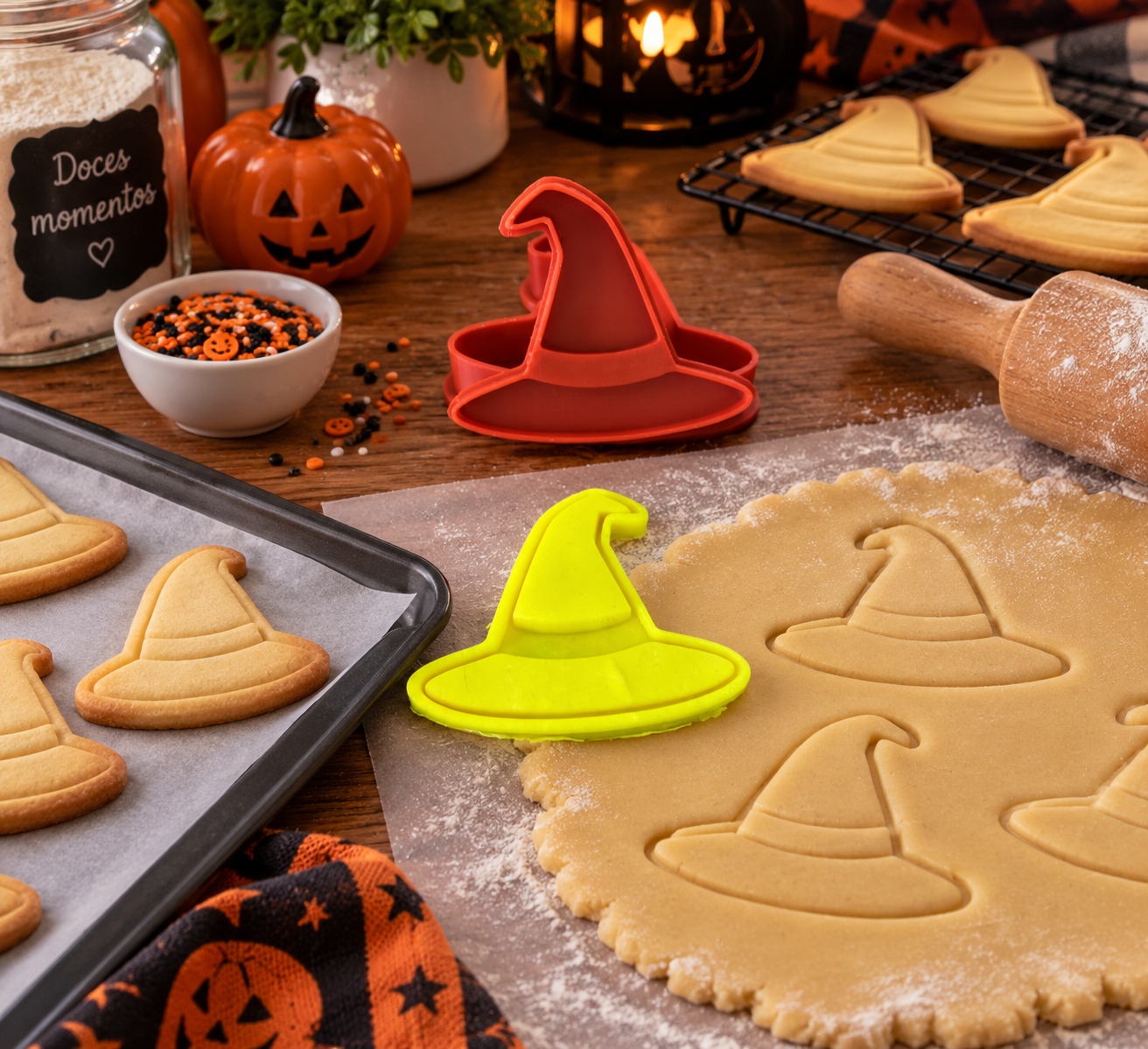 Conjunto Cortador + Carimbo de Biscoito - Halloween - Chapéu - Imagem 2