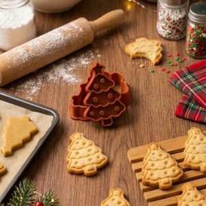 Conjunto Cortador + Carimbo de Biscoitos - Natal - Árvore de Natal