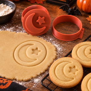 Conjunto Cortador + Carimbo de Biscoito - Halloween - Lua e Estrela