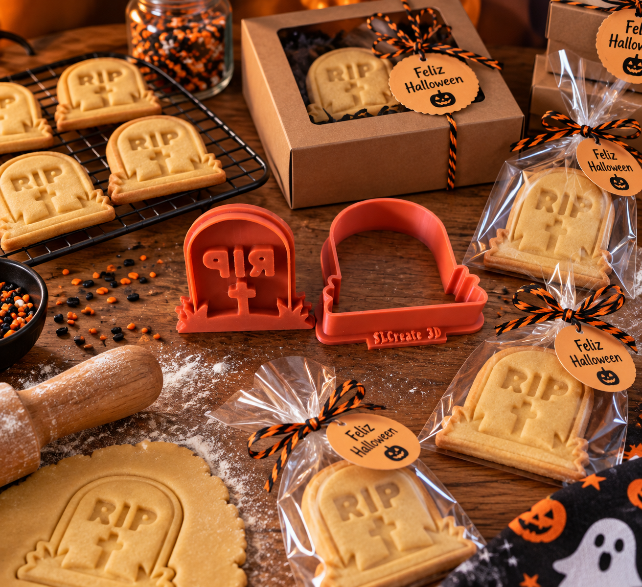 Conjunto Cortador + Carimbo de Biscoito - Halloween - RIP - Imagem 3