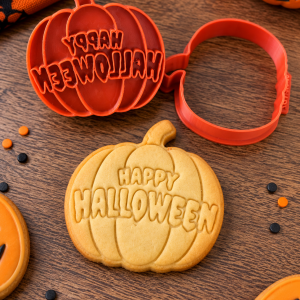Conjunto Cortador + Carimbo de Biscoito - Halloween - Abóbora Happy