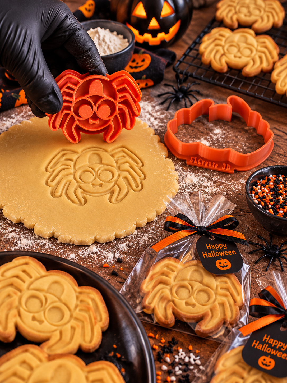 Conjunto Cortador + Carimbo de Biscoito - Halloween - Aranha - Imagem 3
