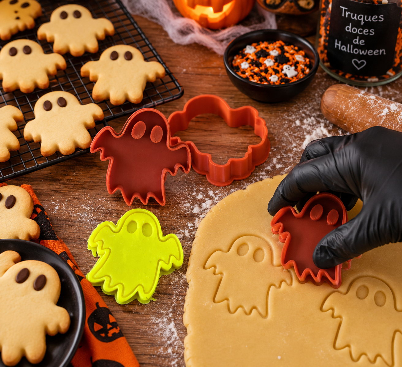 Conjunto Cortador + Carimbo de Biscoito - Halloween - Fantasma - Imagem 2