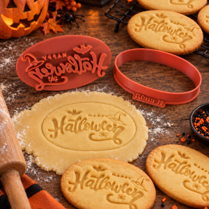 Conjunto Cortador + Carimbo de Biscoito - Happy Halloween