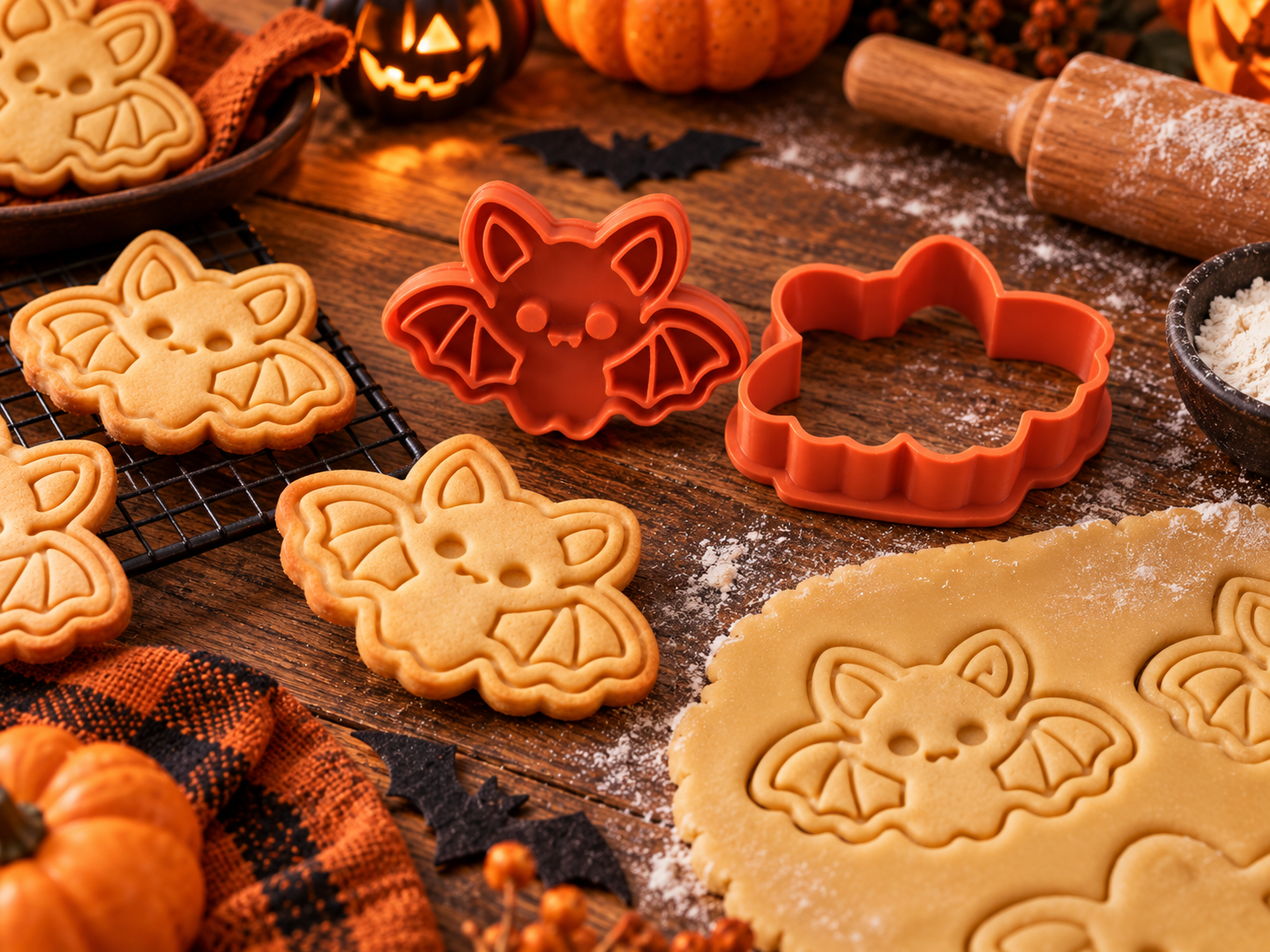 Conjunto Cortador + Carimbo de Biscoito - Halloween - Morceguinho - Imagem 2