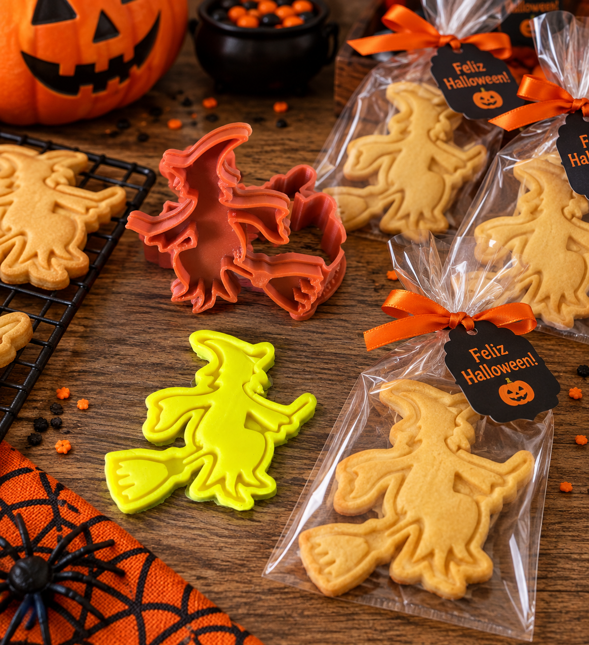 Conjunto Cortador + Carimbo de Biscoito - Halloween - Bruxa