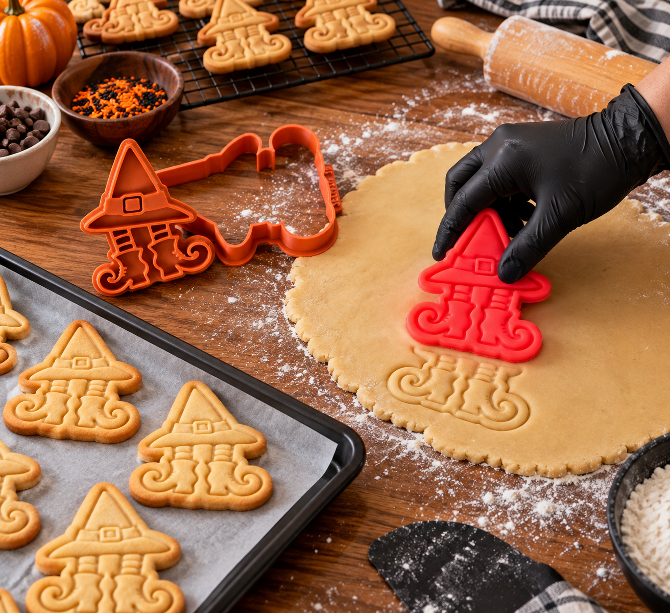 Conjunto Cortador + Carimbo de Biscoito - Halloween - Chapéu com Pernas - Imagem 2