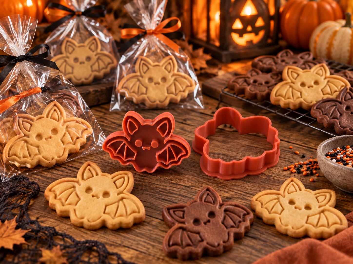 Conjunto Cortador + Carimbo de Biscoito - Halloween - Morceguinho - Imagem 3
