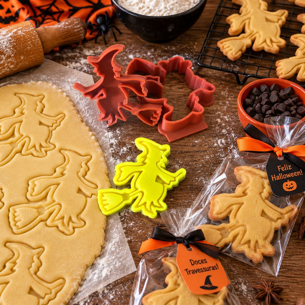 Conjunto Cortador + Carimbo de Biscoito - Halloween - Bruxa - Imagem 2