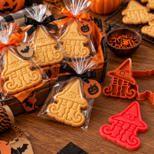 Conjunto Cortador + Carimbo de Biscoito - Halloween - Chapéu com Pernas